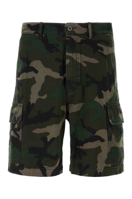 VALENTINO GARAVANI Camouflage Printed Denim Bermuda Shorts