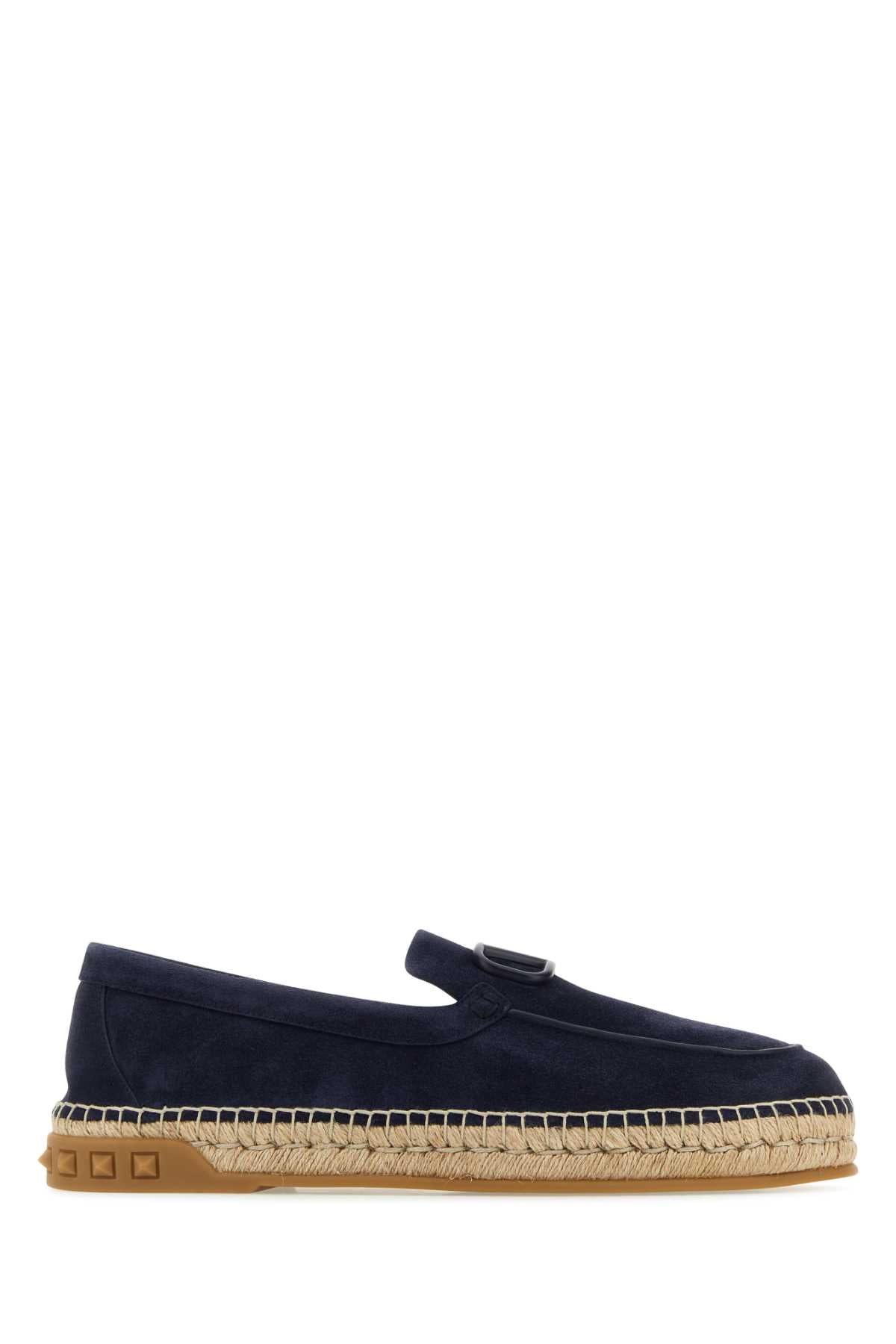 VALENTINO GARAVANI Navy Blue Split-Leather Espadrilles for Men