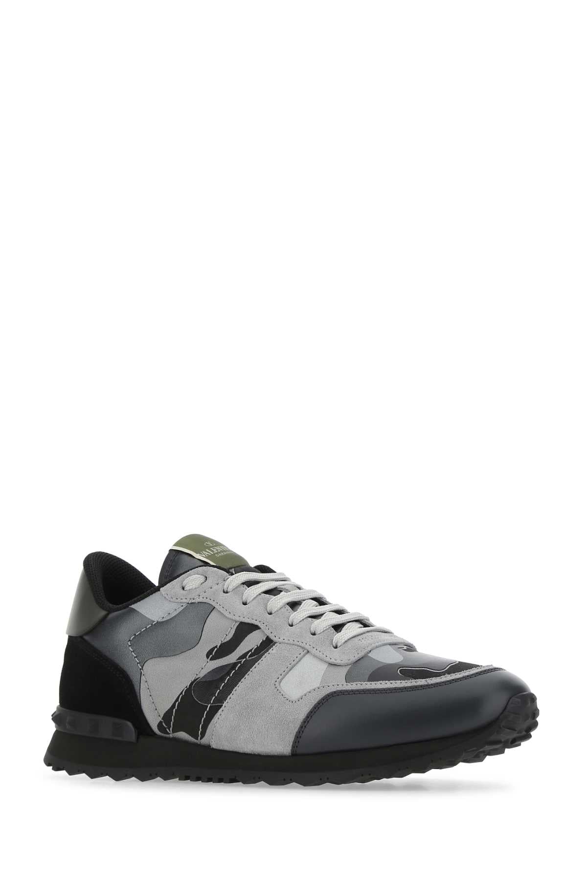 VALENTINO GARAVANI Multicolor Fabric and Nappa Leather Rockrunner Camouflage Sneakers