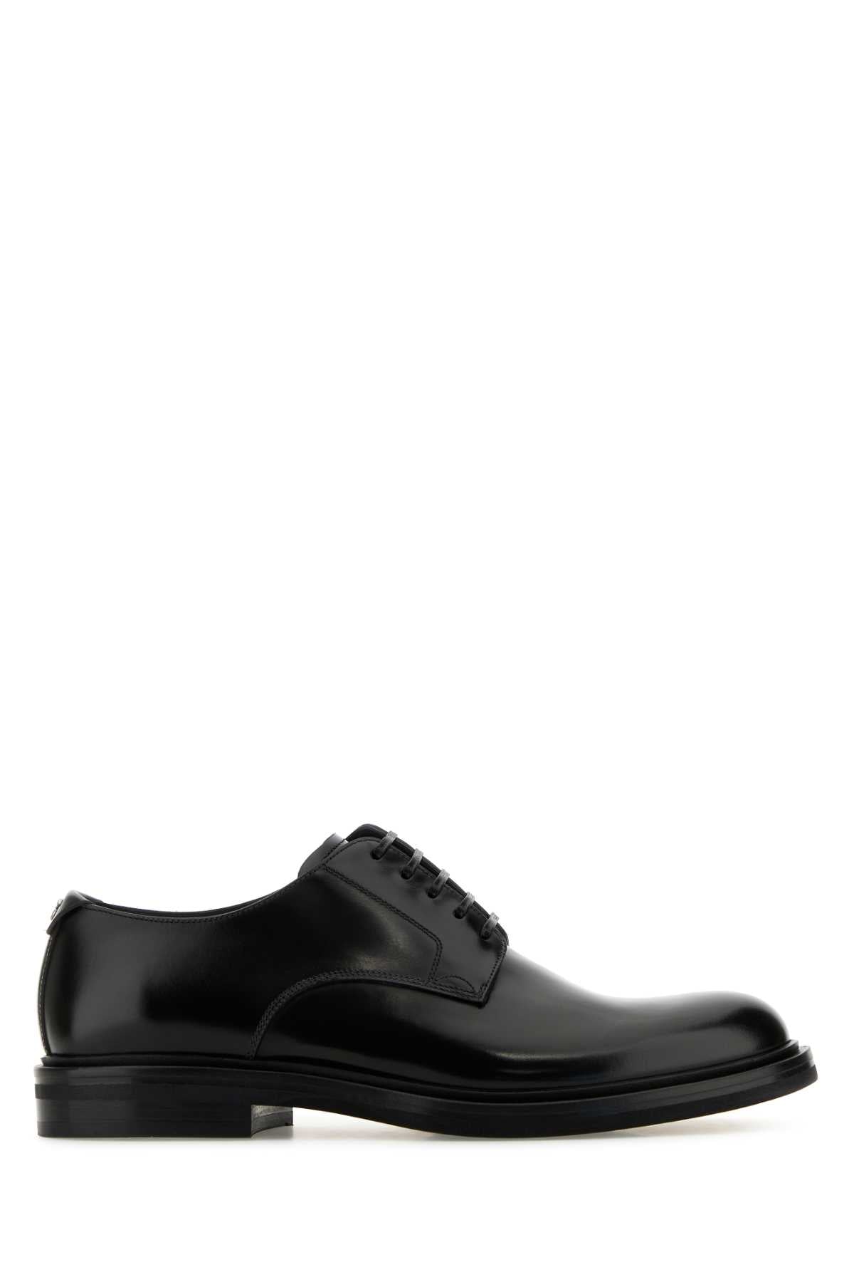 DOLCE & GABBANA Classic Black Leather Lace-Up Shoes for Men