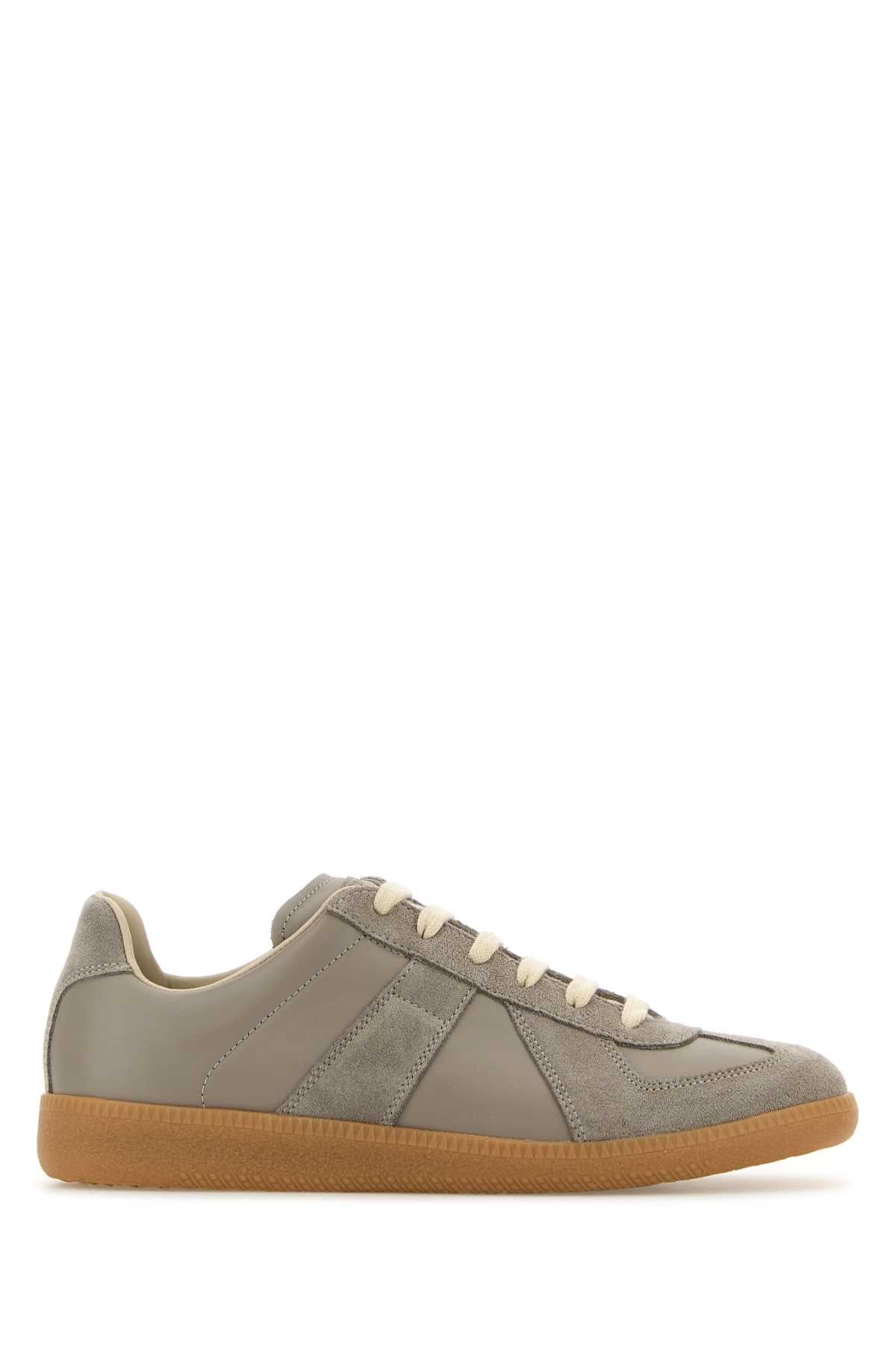 MAISON MARGIELA Dove Grey Leather Replica Sneakers for Men