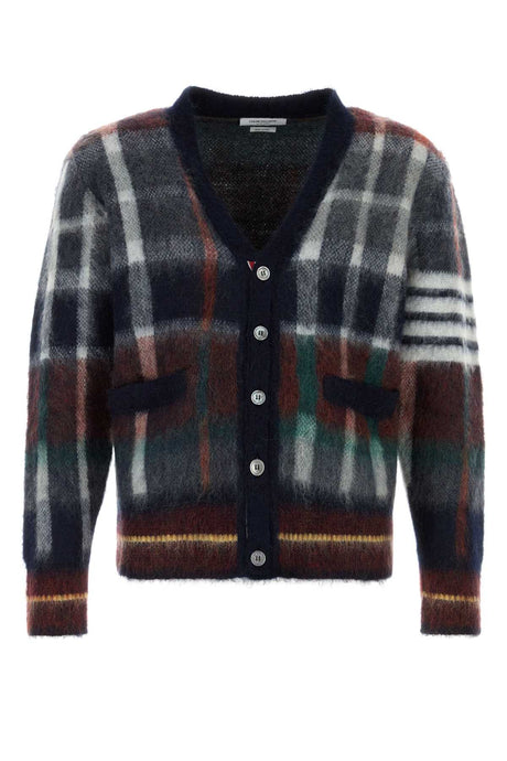 THOM BROWNE Checked Mohair Blend Cardigan for Men