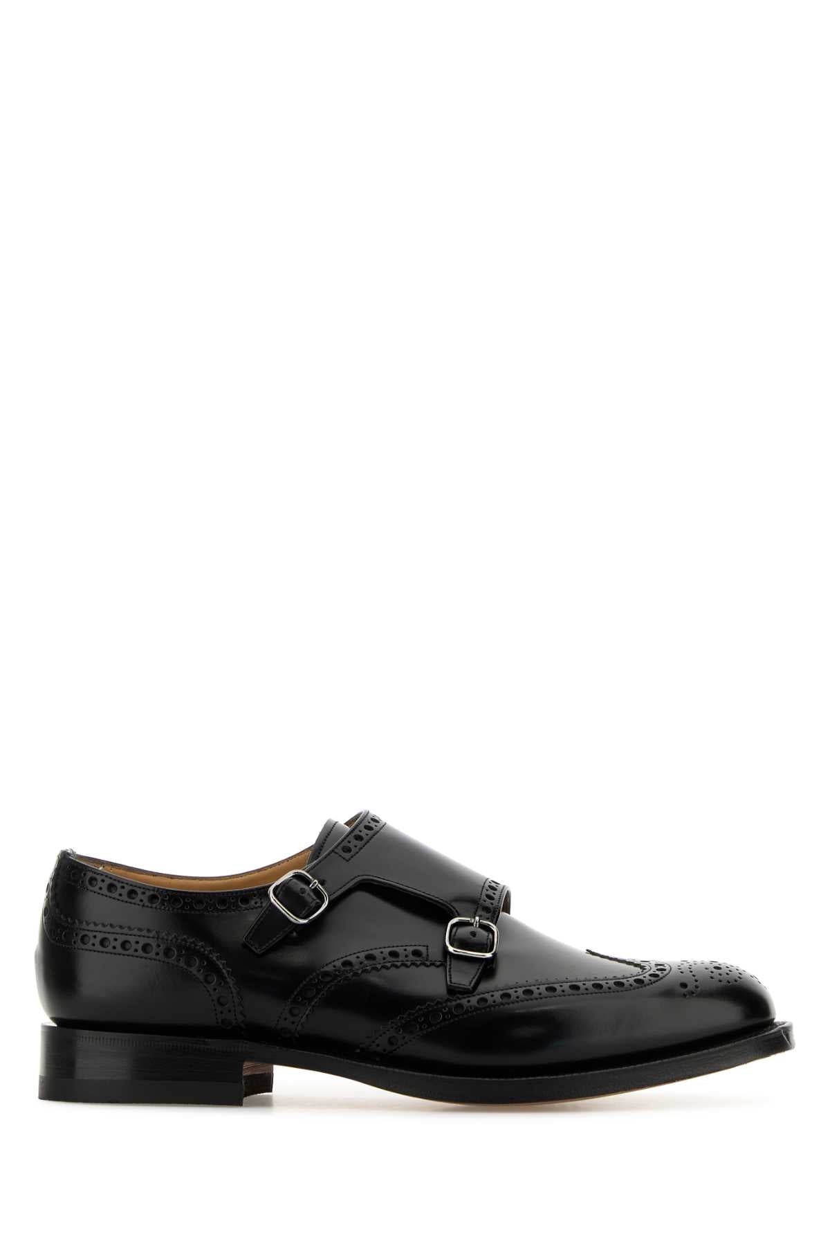 CHURCH'S Men's Black Leather Mock Strap Lace-Up Shoes