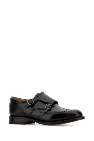 CHURCH'S Men's Black Leather Mock Strap Lace-Up Shoes