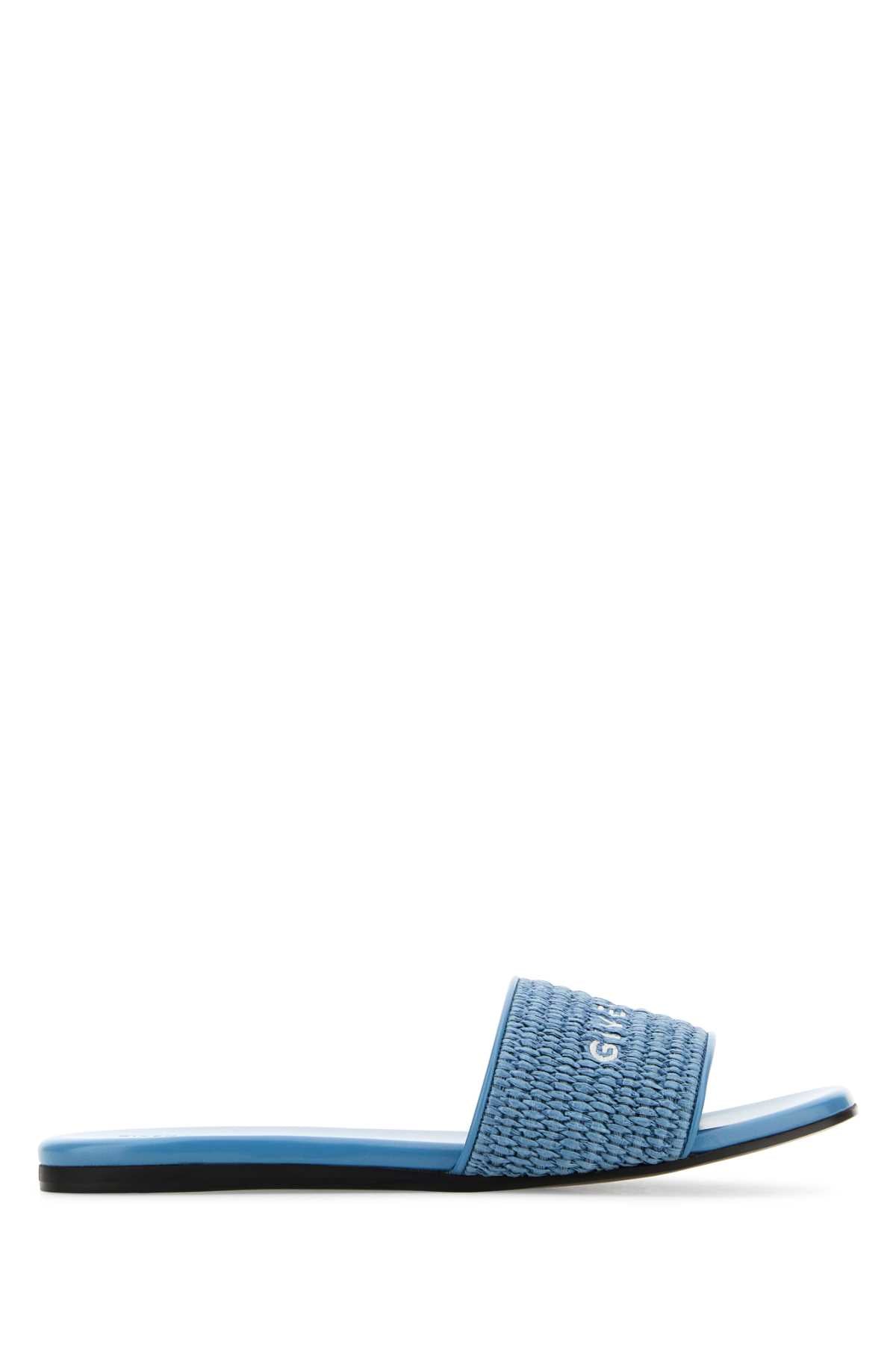 GIVENCHY Denim Blue Raffia 4G Slippers for Women