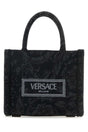 VERSACE Mini Baroque Embroidered Canvas Shopping Handbag