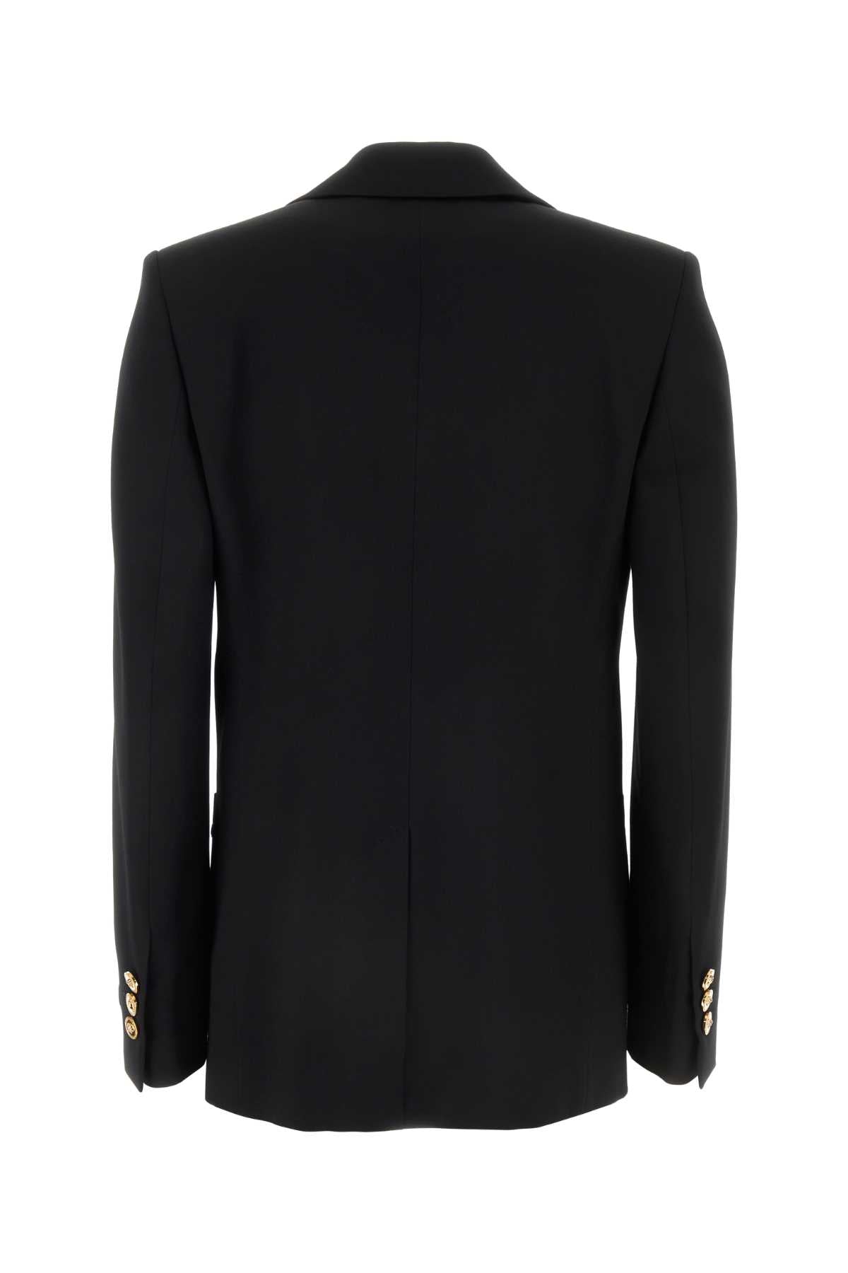 VERSACE Oversized Black Stretch Wool Blazer for Women