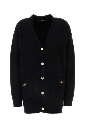 VERSACE Chic Black Wool Blend Cardigan