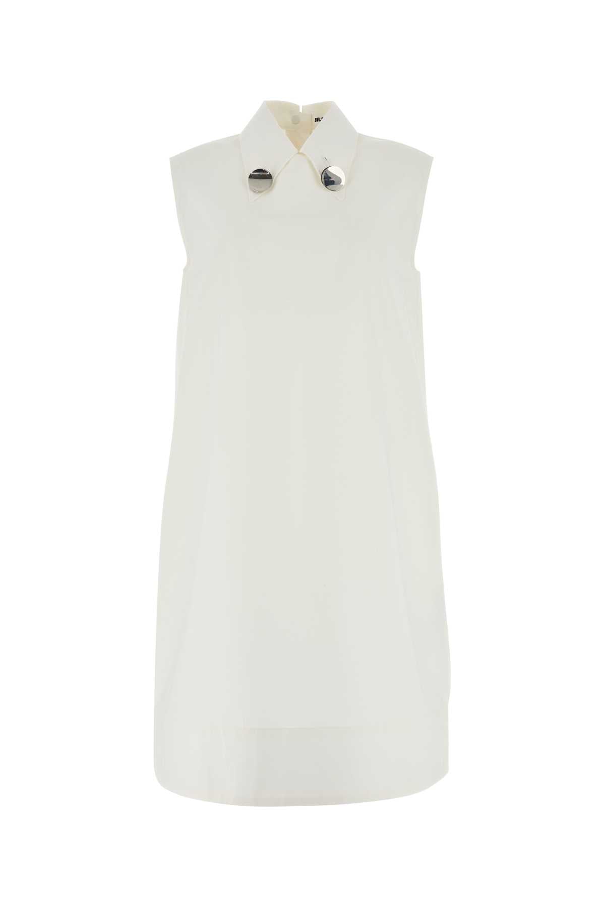 JIL SANDER Chic White Poplin Shirt Dress