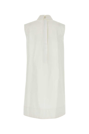 JIL SANDER Chic White Poplin Shirt Dress