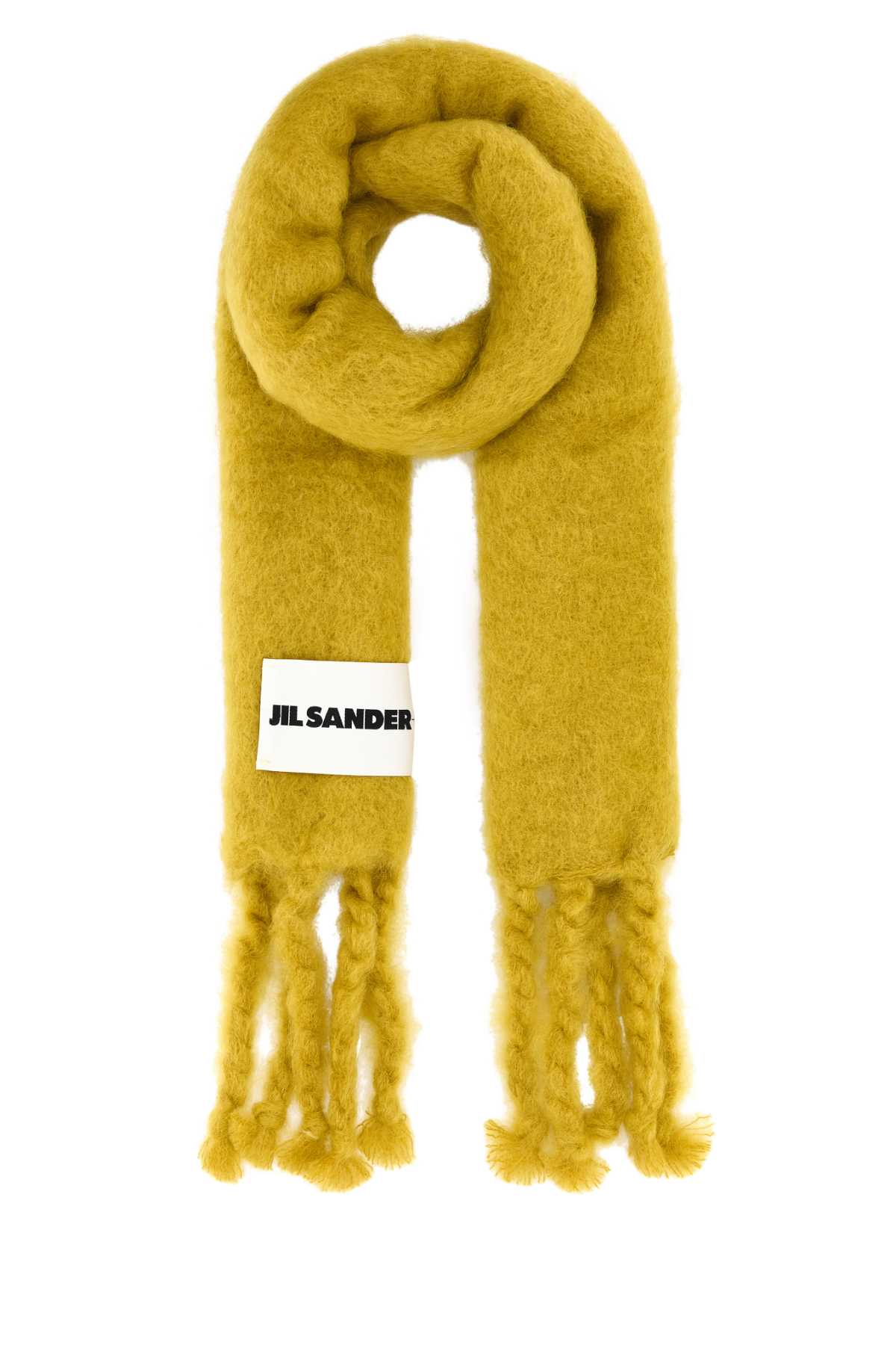 JIL SANDER Chic Mustard Mohair Blend Scarf - 218 cm x 127 cm