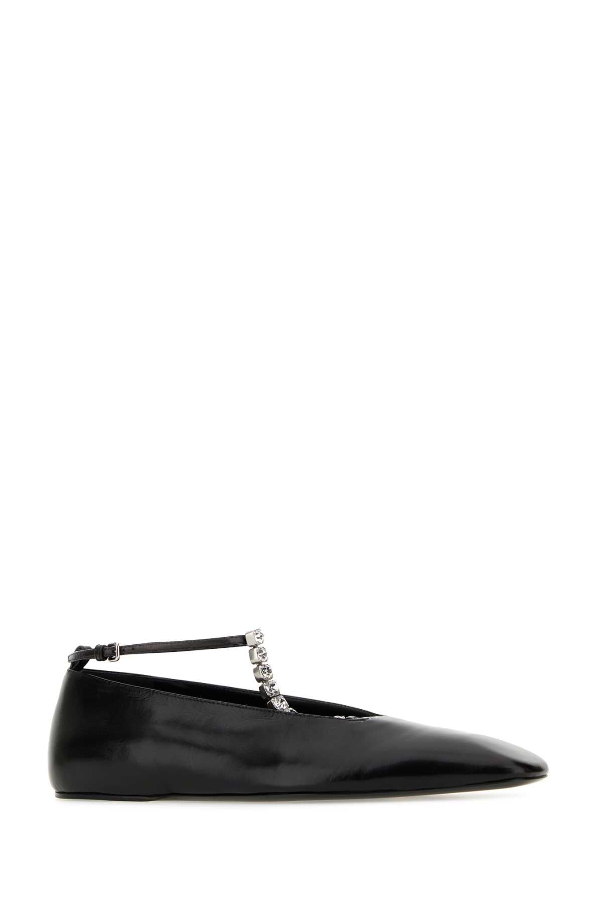 JIL SANDER Chic Black Leather Ballerinas