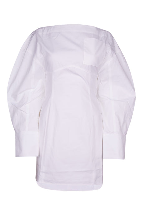 JACQUEMUS White Mini Shirt Dress