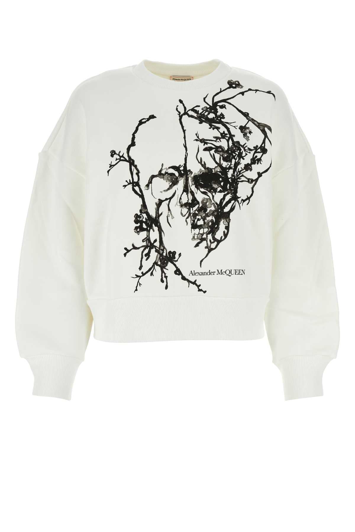 ALEXANDER MCQUEEN Essential White Cotton Sweatshirt for Women