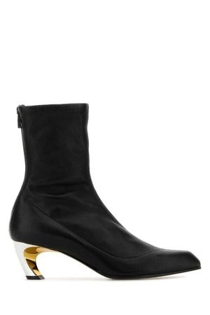 ALEXANDER MCQUEEN Black Leather Armadillo Ankle Boots with 5.5 cm Heel