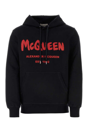 ALEXANDER MCQUEEN Stylish Black Cotton Sweatshirt for Men - Perfect for 24W Season