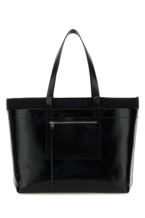 ALEXANDER MCQUEEN Black Canvas Shopping Handbag - 41cm x 33cm x 14cm