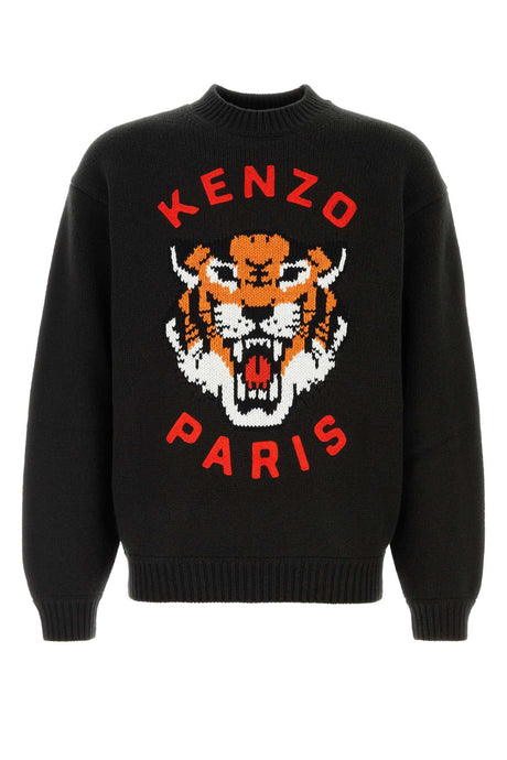 KENZO Essential Black Wool Blend Sweater for Men