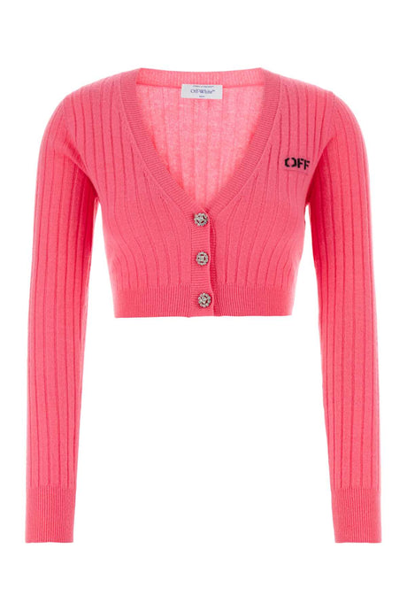 OFF WHITE Chic Fuchsia Wool Blend Cardigan