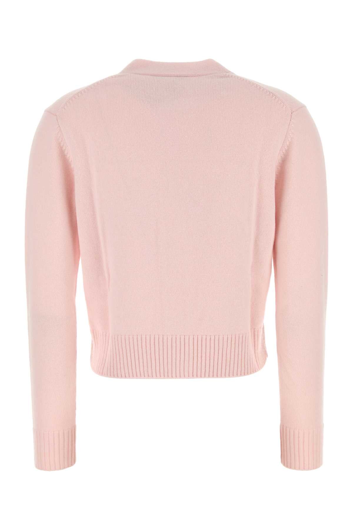 MAISON KITSUNE Cozy Pastel Pink Wool Blend Cardigan