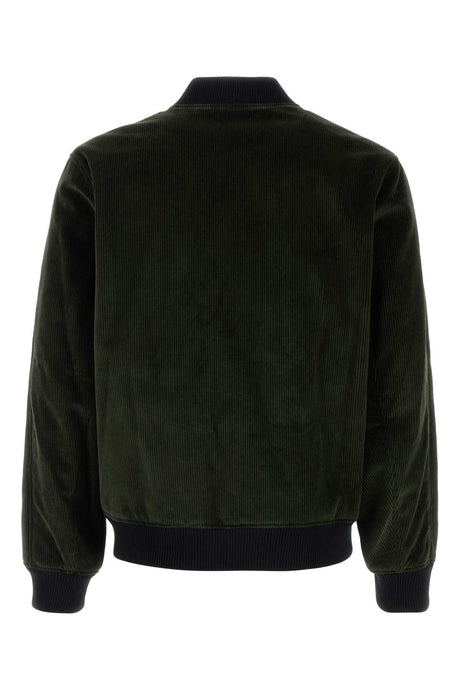 MAISON KITSUNE Dark Green Corduroy Bomber Jacket - Men's Size