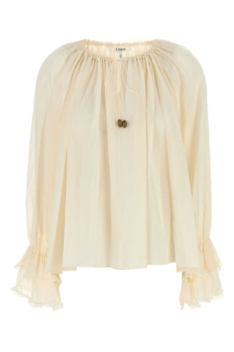 CHLOE Silk Blouse for Women - Elegant Ivory Top