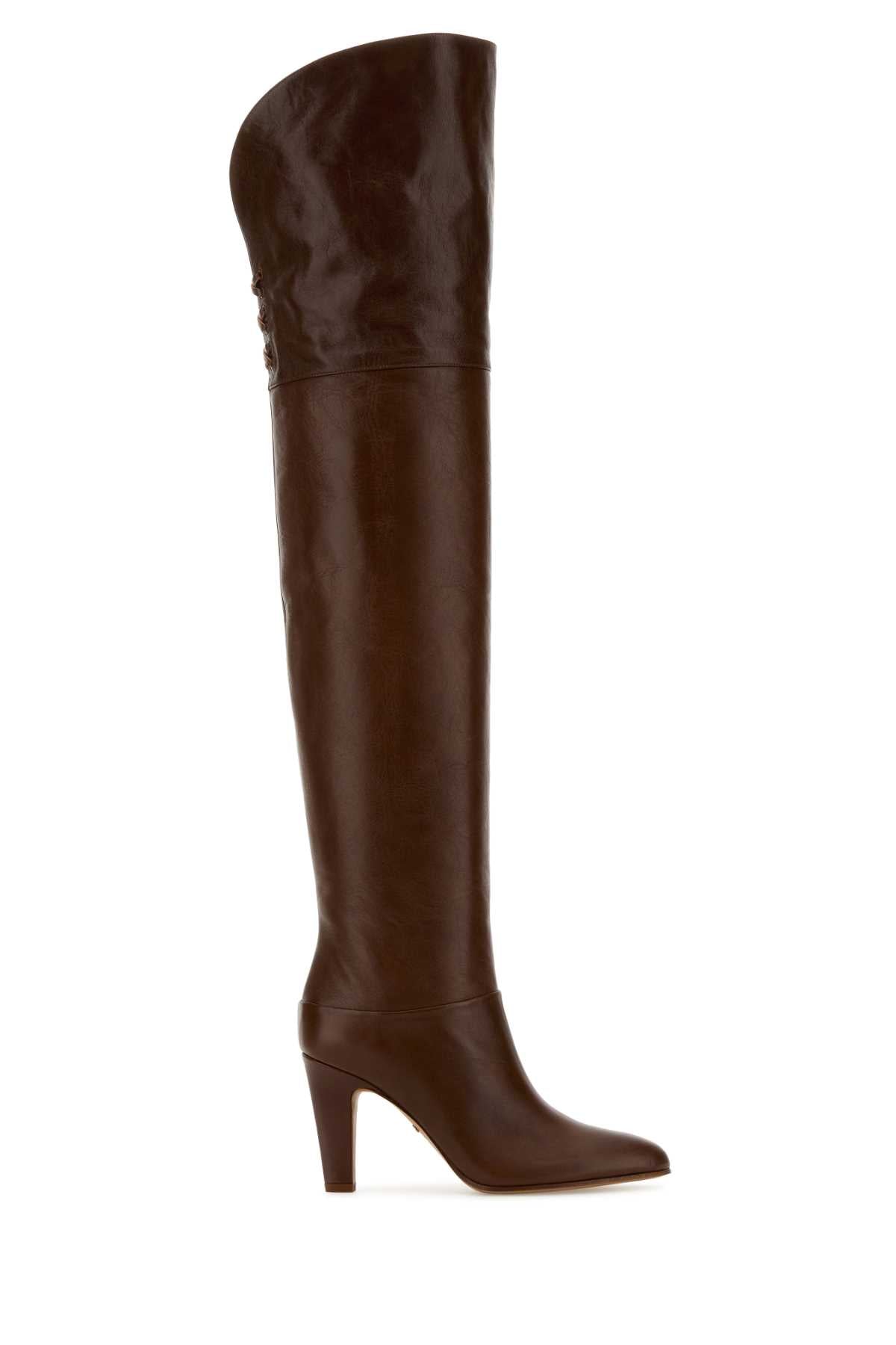 CHLOE Elegant Brown Leather Eve Boots with 8.5cm Heel