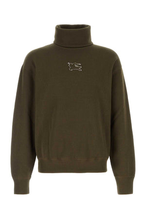 BURBERRY Olive Green Cotton Sweater for Men