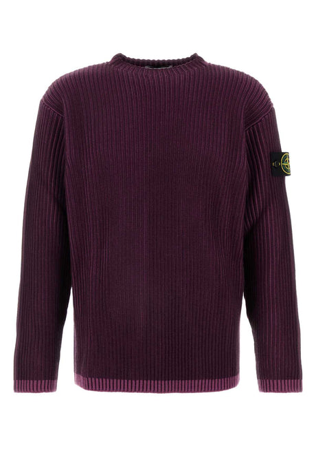 STONE ISLAND Plum Virgin Wool Sweater for Men