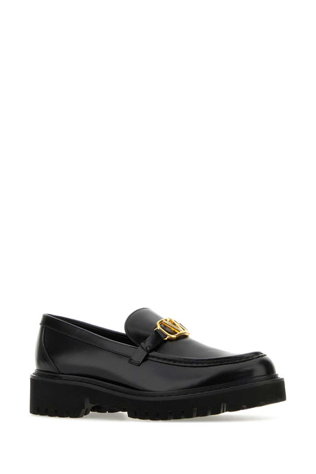 VALENTINO GARAVANI Elegant Black Leather Vlogo Loafers for Women