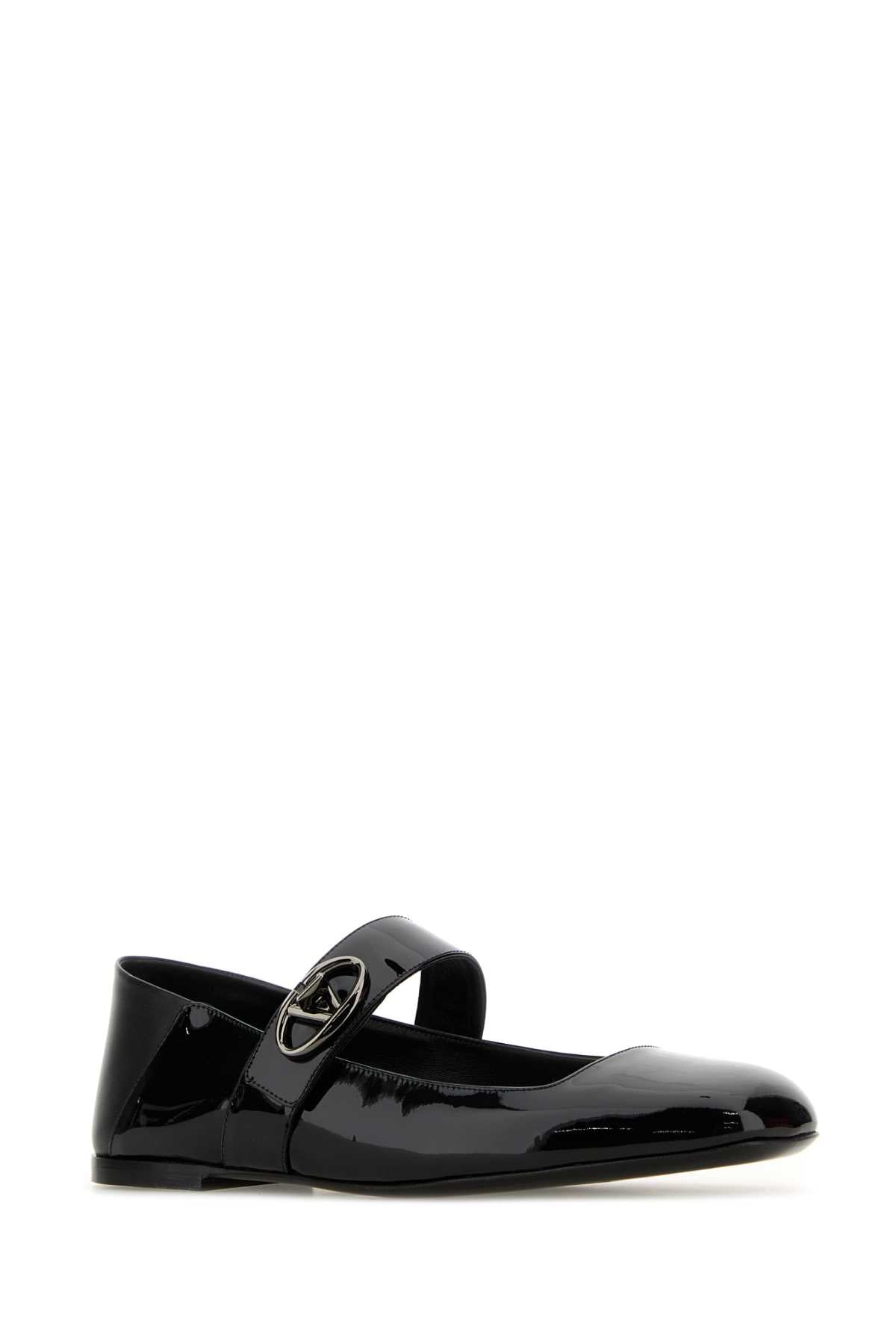 VALENTINO GARAVANI Elegant Black Leather VLogo Locker Ballerinas