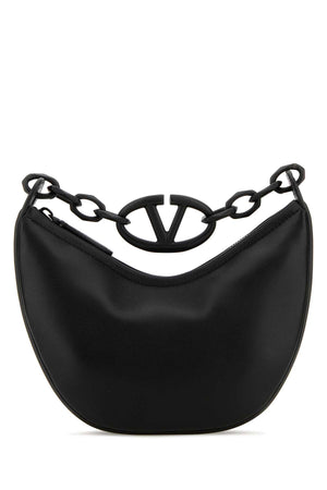 VALENTINO GARAVANI Mini Black Leather Hobo Handbag with VLogo