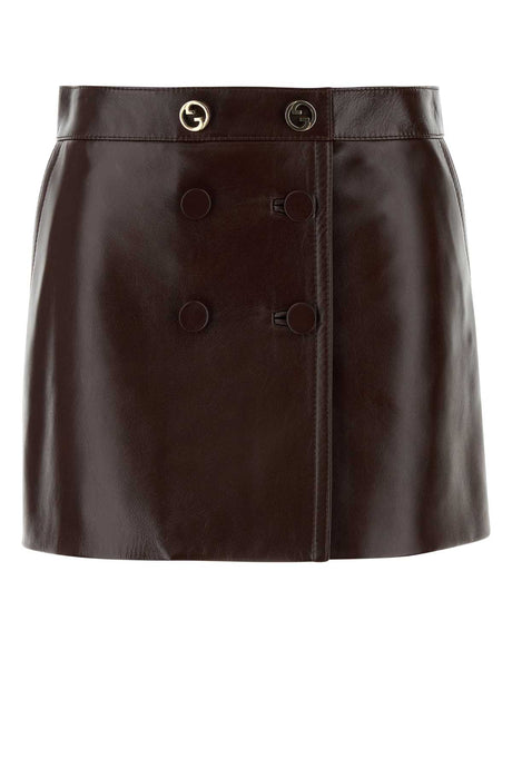 GUCCI Burgundy Leather Mini Skirt