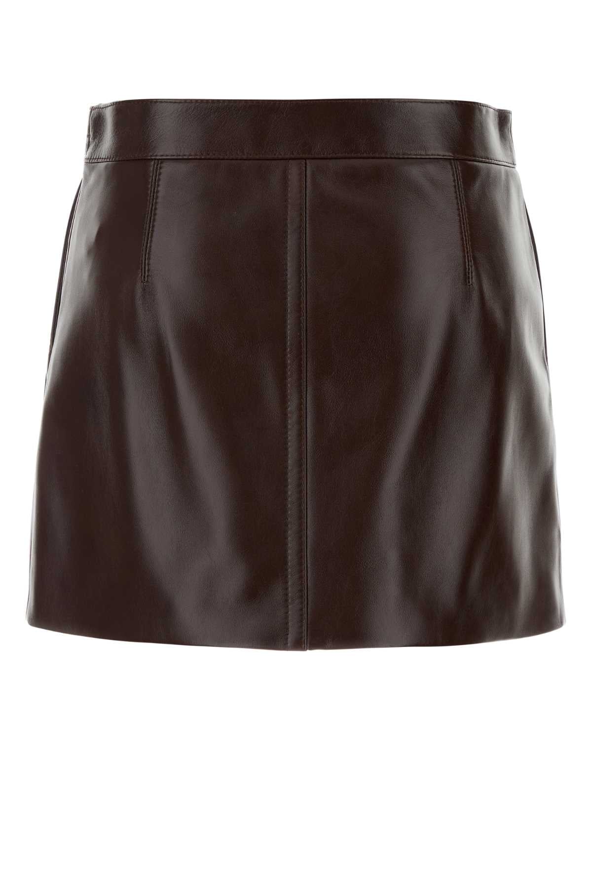 GUCCI Burgundy Leather Mini Skirt