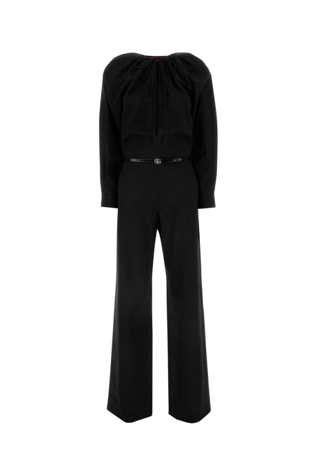 GUCCI Chic Black Stretch Wool Jumpsuit for Women