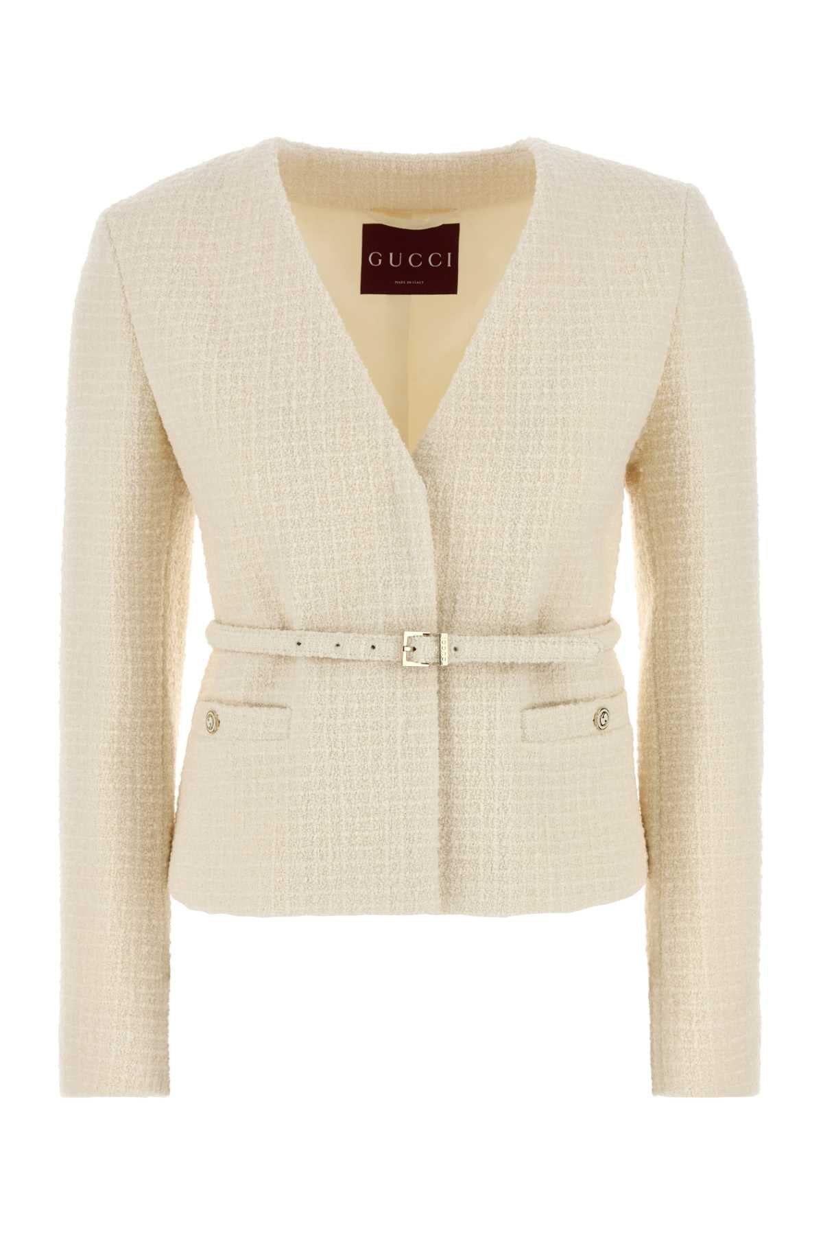 GUCCI Ivory Tweed Blazer for Women