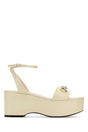 GUCCI Ivory Leather Platform Sandals with 8 cm Height