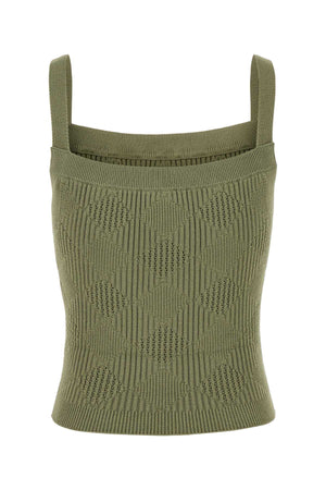 BALMAIN Sage Green Knit Tank Top for Women