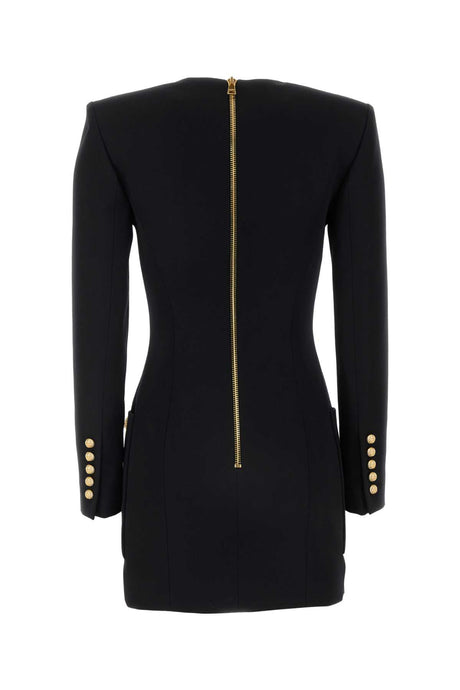 BALMAIN Chic Black Wool Mini Dress for Women