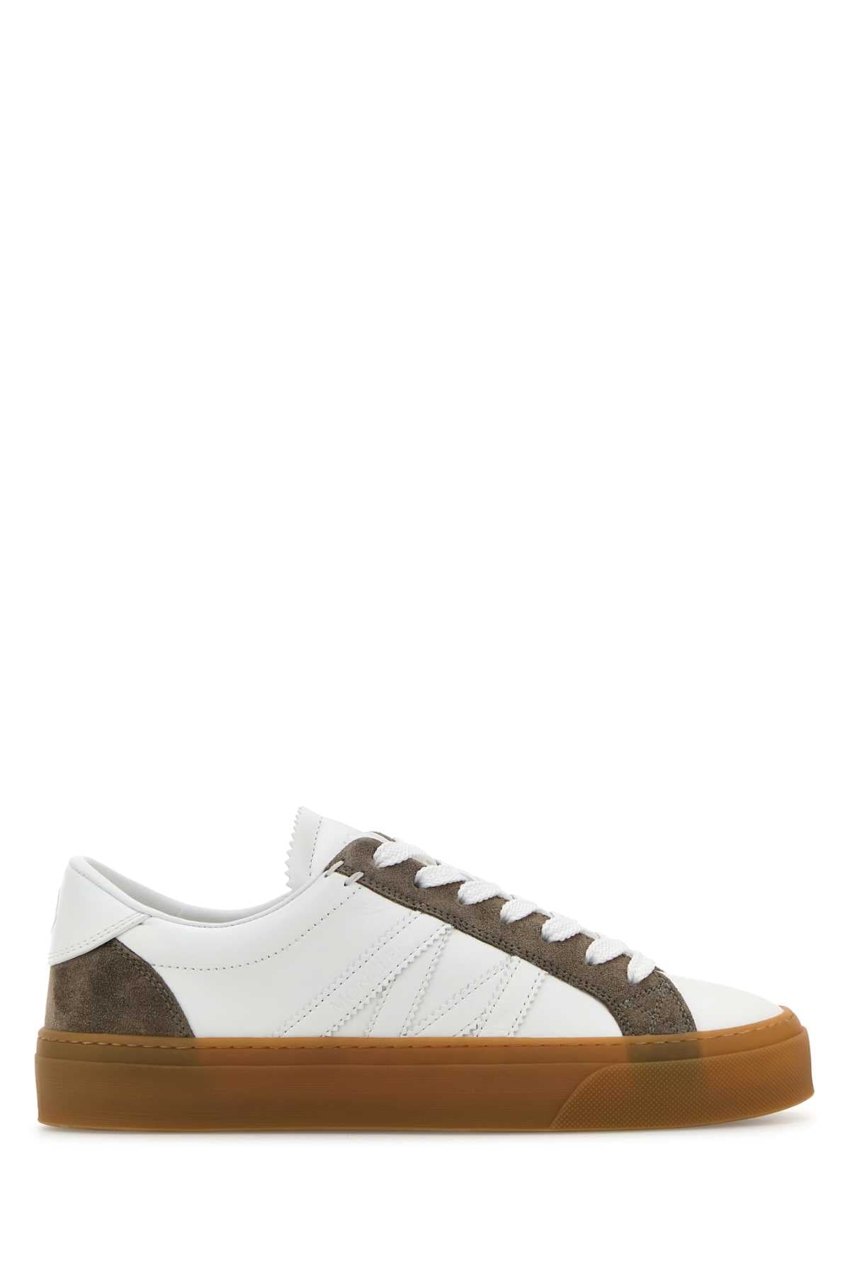 MONCLER Two-tone Leather and Suede Monaco Sneakers for Women