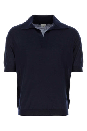 BOTTEGA VENETA Midnight Blue Cashmere Polo Shirt for Men