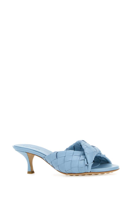 BOTTEGA VENETA Light Blue Leather Blink Flat Sandals