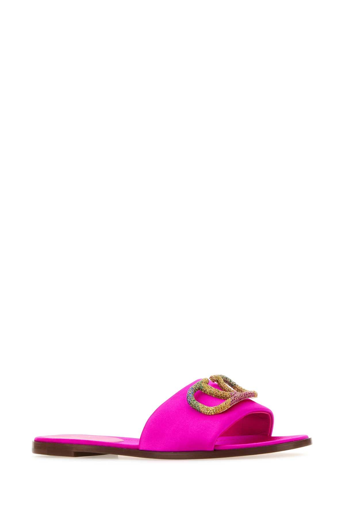 VALENTINO GARAVANI Fuchsia Satin Escape Slippers