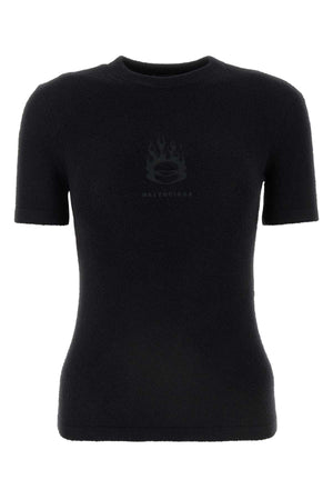 BALENCIAGA Chic Black Terry Fabric T-Shirt for Women