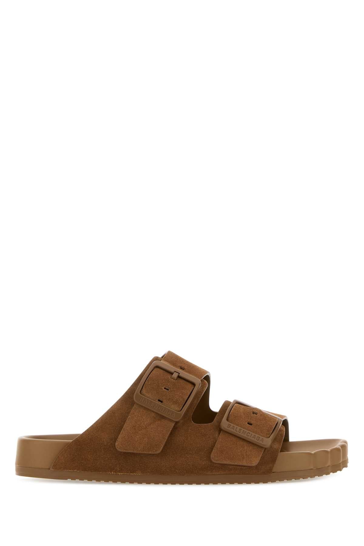 BALENCIAGA Suede Camel Sunday Slippers for Women