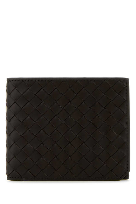 BOTTEGA VENETA Elegant Dark Brown Intrecciato Leather Wallet (11.5 cm x 9.5 cm)