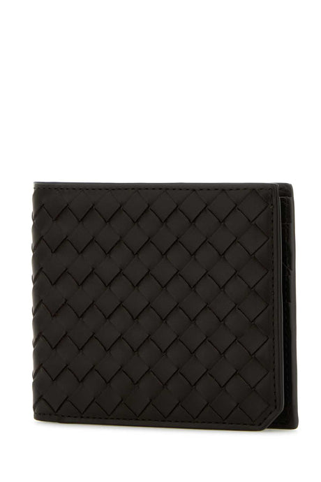 BOTTEGA VENETA Elegant Dark Brown Intrecciato Leather Wallet (11.5 cm x 9.5 cm)