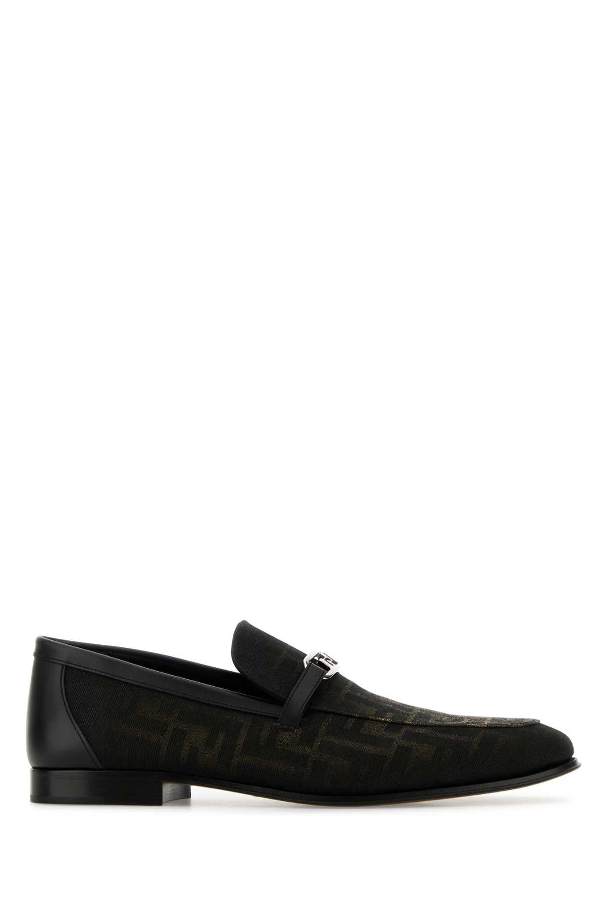 FENDI Embroidered Jacquard O Lock Loafers