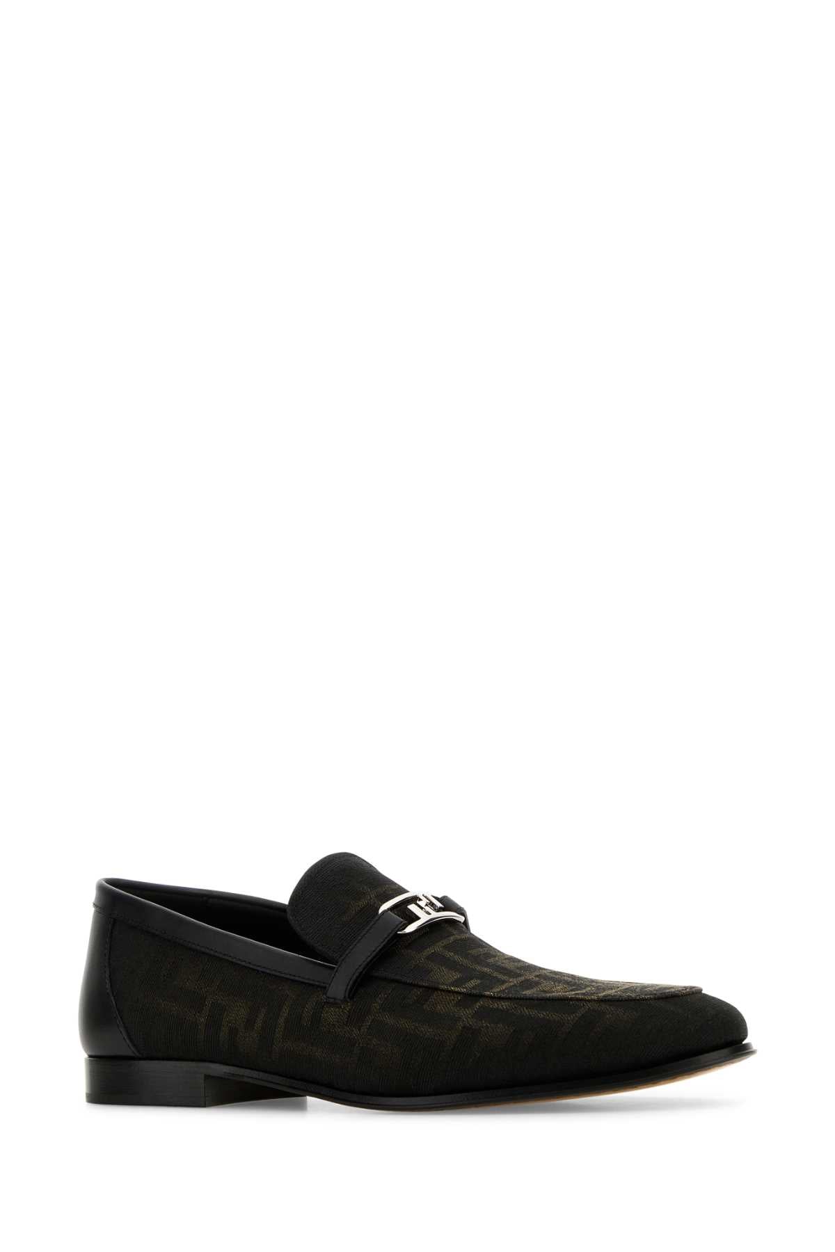 FENDI Embroidered Jacquard O Lock Loafers