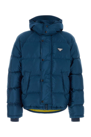 PRADA Recycled Fabric Light Blue Down Jacket for Men